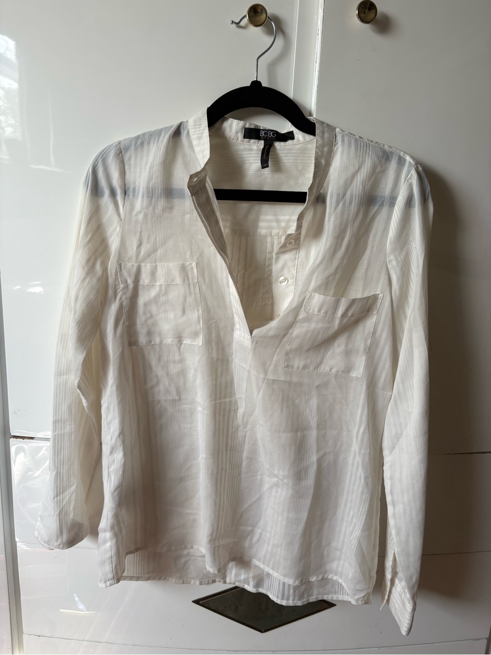 BCBG White Lightweight Collared Shirt for Men